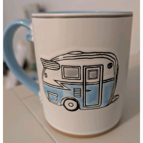 Camper Time 16oz Mug By i LOVE it - Blue & White With Embossed Camper - Picture 4 of 4